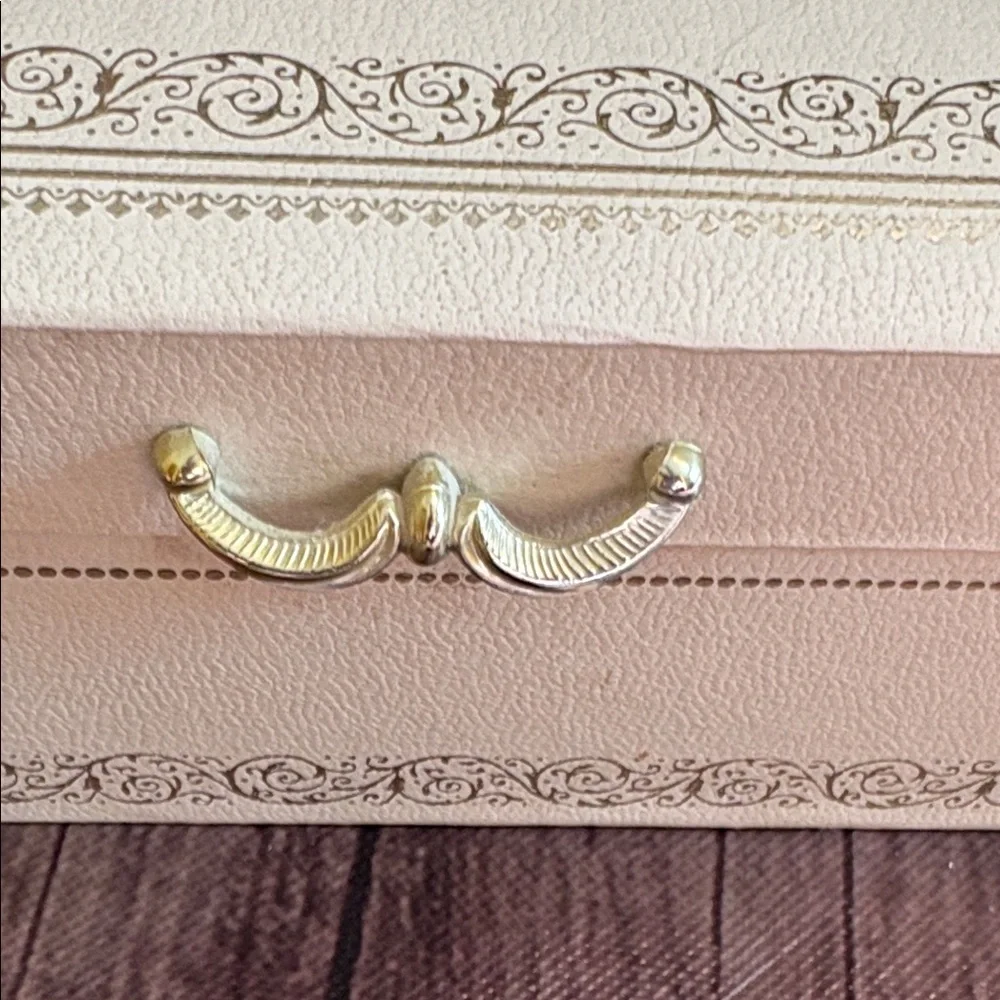 Vintage Mele Jewelry Box Cream with Gold Trim Gold Interior